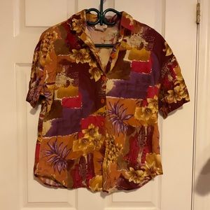 Retro Tropical Button up blouse